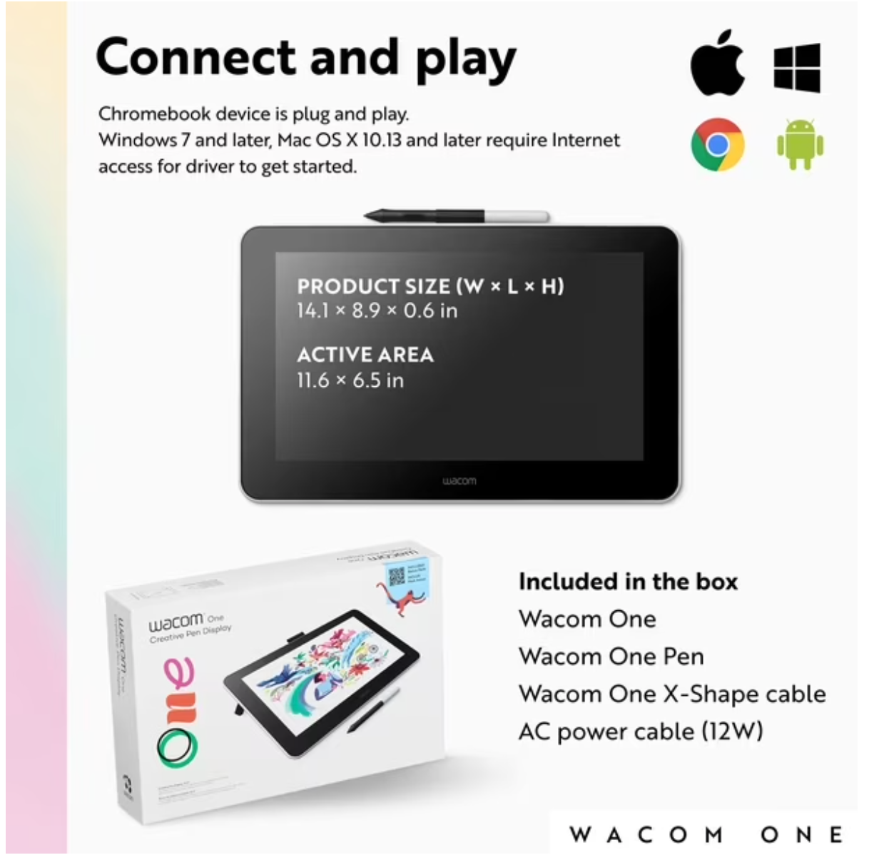 Tableta de dibujo Wacom One HD Creative Pen Display de 13,3"